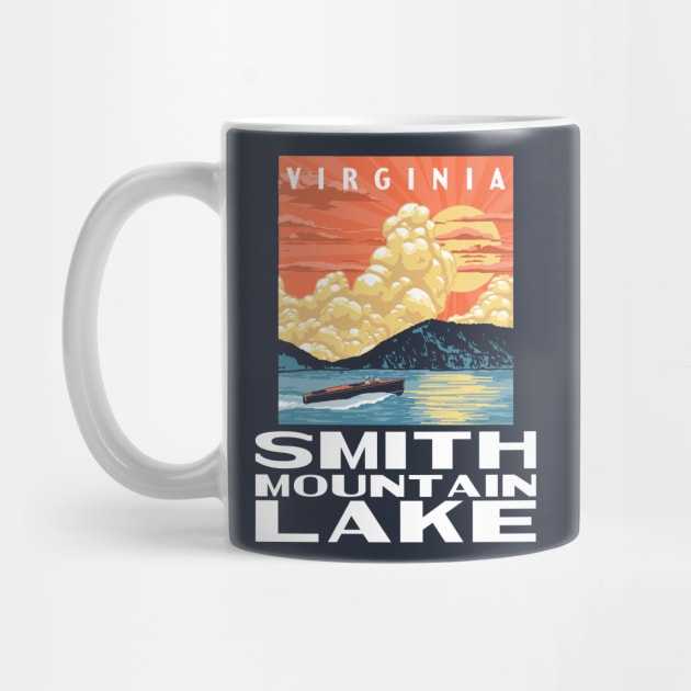 Smith Mountain Lake Virginia Vintage Boat WPA Poster Style by GIANTSTEPDESIGN